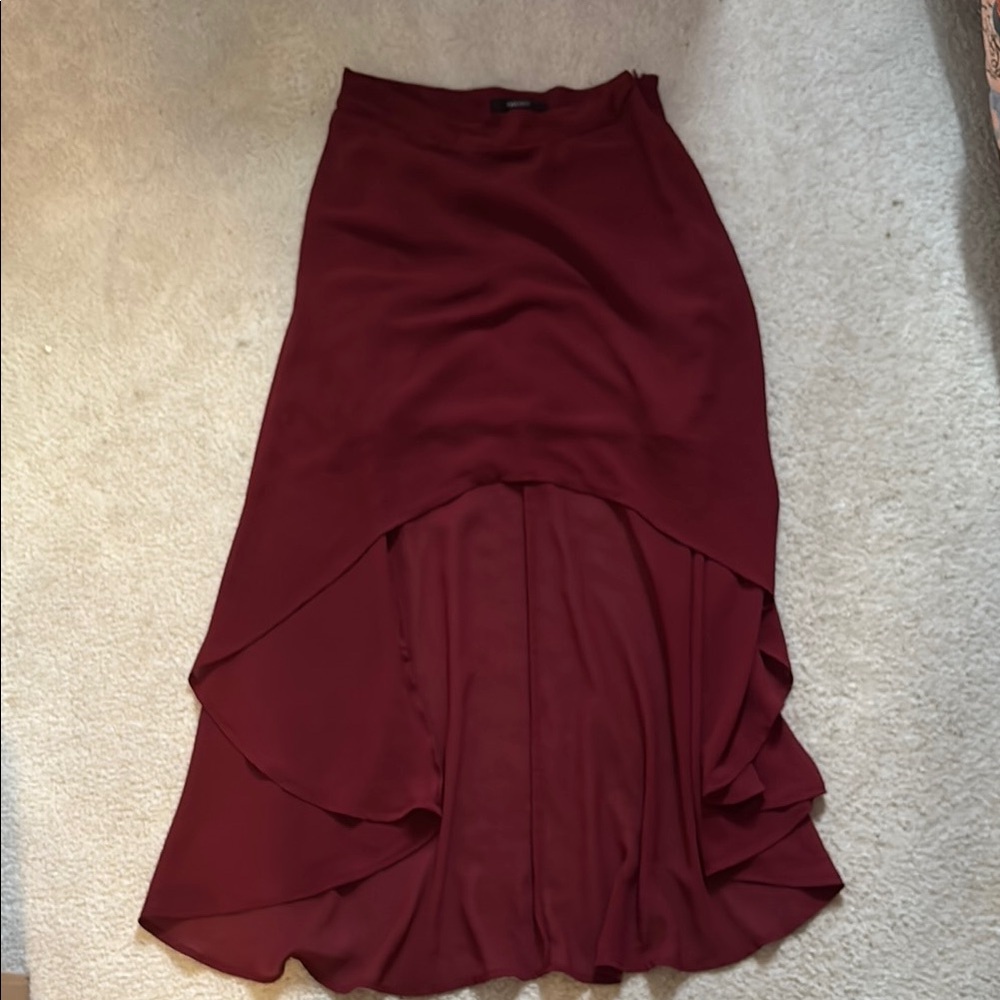 Elegant Burgundy High-Low Skirt